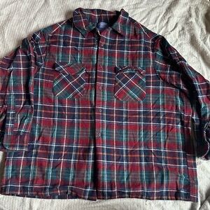 Pendleton 100% Wool Red and Green Plaid Casual Button Down Shirt 3X